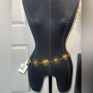 haute hippie Gold Sun & Heart Statement belt